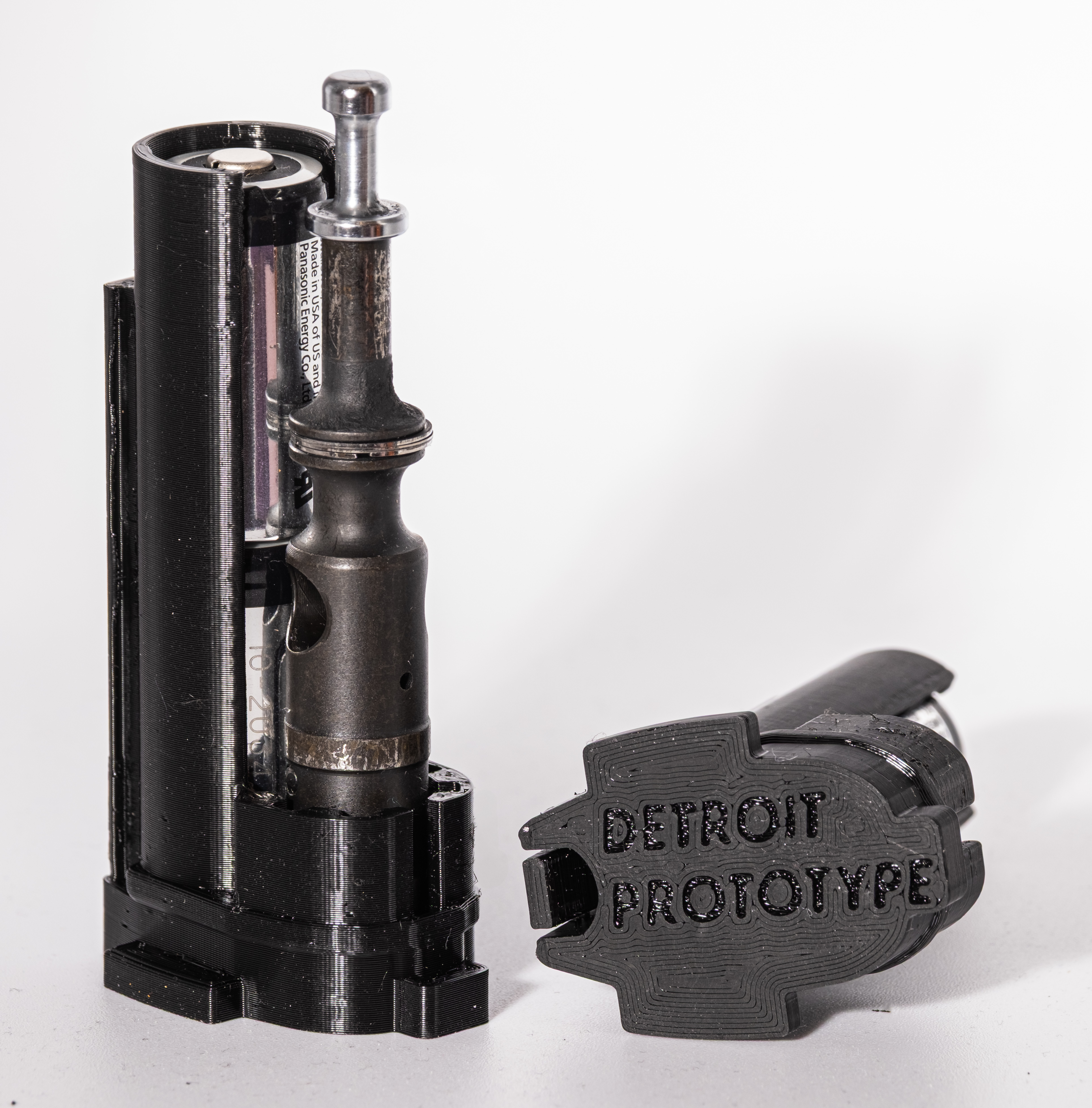 CR123 spare battery grip insert by Detroit Prototype, printed in flexible TPU